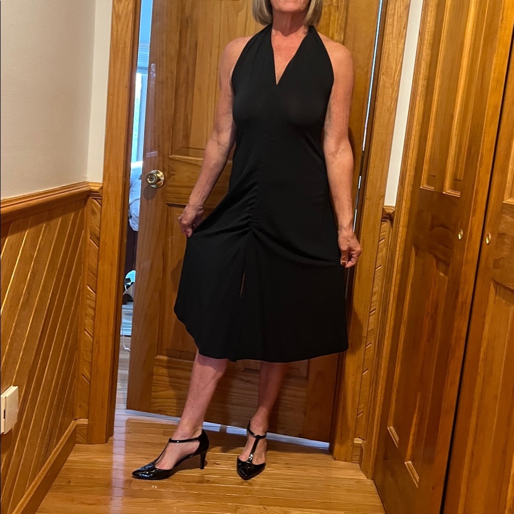 Hugo Buscati Elegant Black Halter Dress - Picture 2 of 6